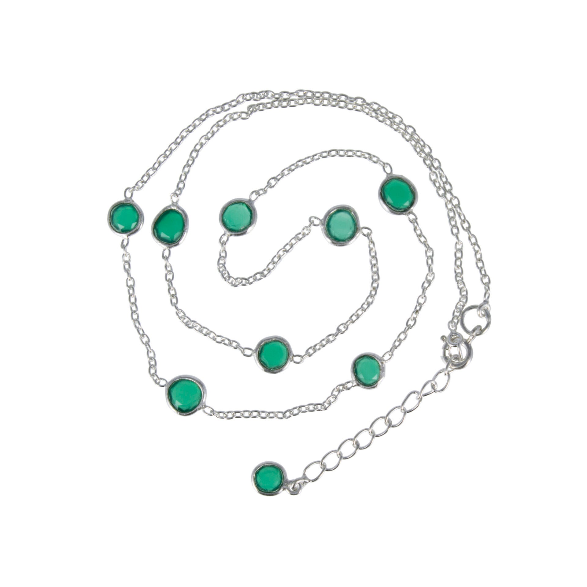 Zilveren ketting groene Onyx
