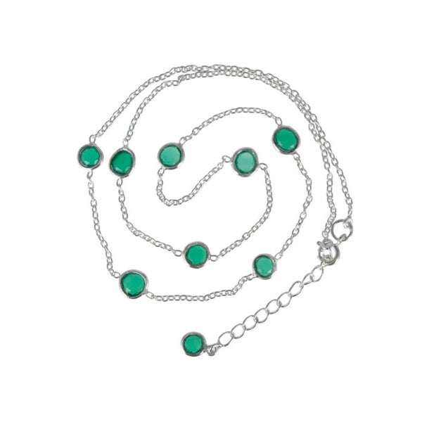 Zilveren ketting groene Onyx