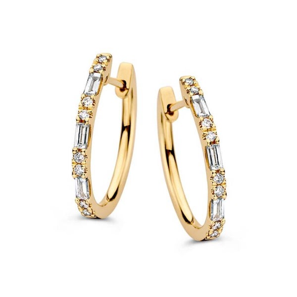 Gouden oorringen met diamant 0,38crt.