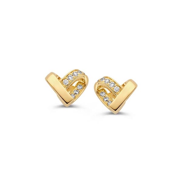 Gouden Oorknoppen met diamant 0,06 crt.