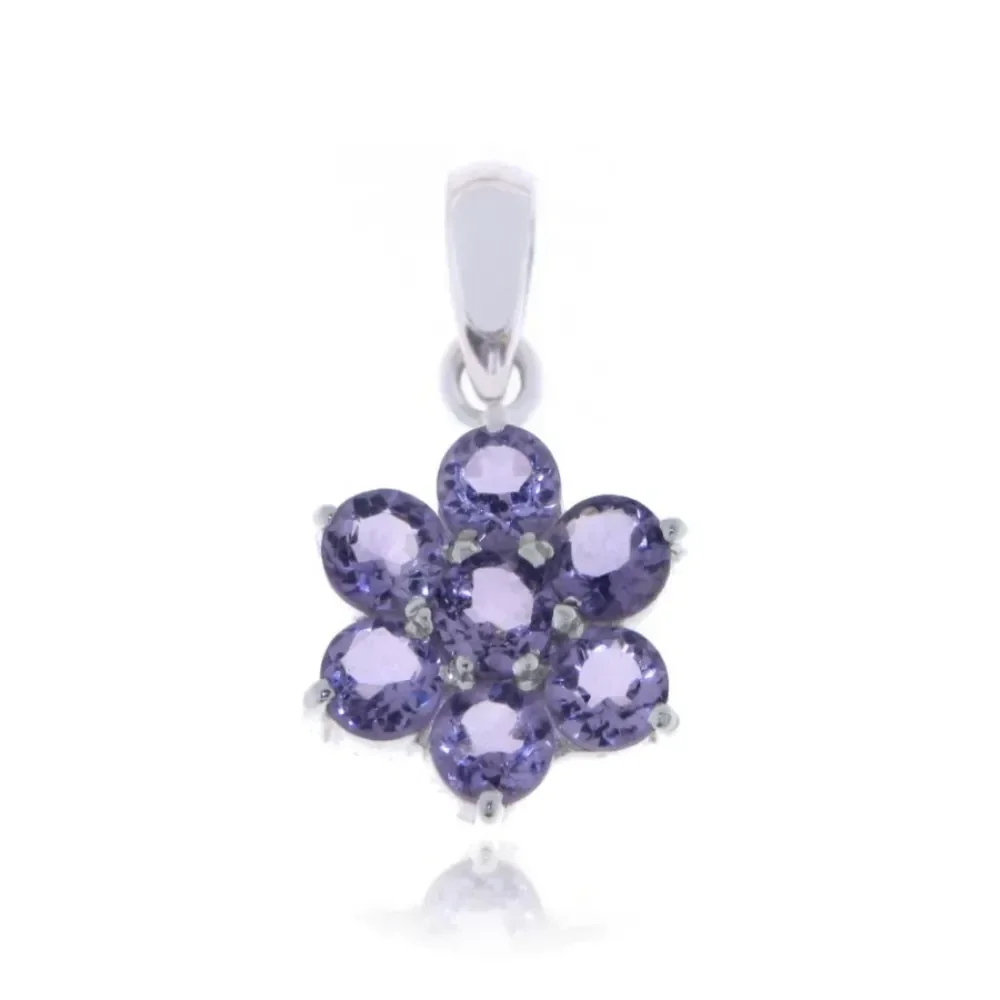 Zilveren ketting bloem Amathist