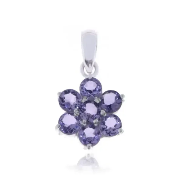 Zilveren ketting bloem Amathist