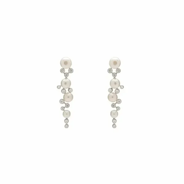 Lange oorbellen met parels en zirconia's