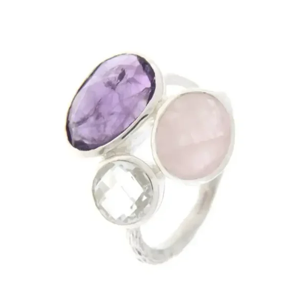 Zilveren ring met tri-color Amethist