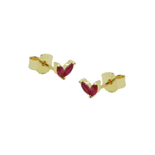 Karma Zirconia Symbols Double Ruby Leaves Goldplated