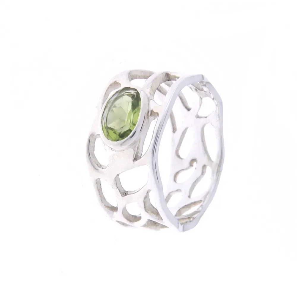 Zilveren ring open graten met Peridot