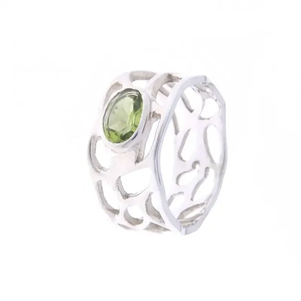 Zilveren ring open graten met Peridot