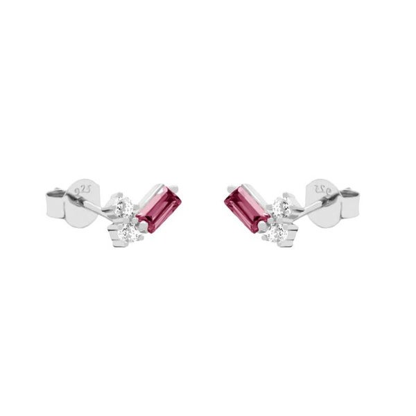 Karma Zirconia Symbols Single Baguette RUBY RED Silver