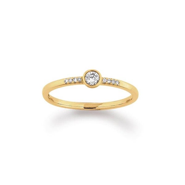 Gouden ring met diamant 0,08ct + 0,02ct