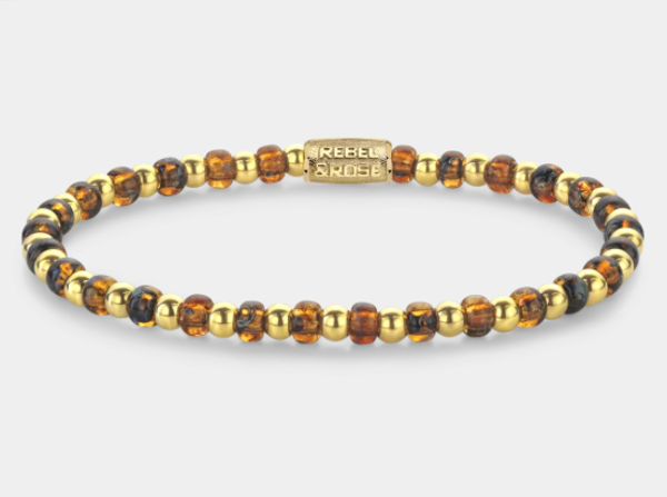 Mix Glass Rocks Tiger Yellowgold - Gold Plated