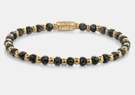 Mix Glass Rocks Black Leopard - Gold Plated