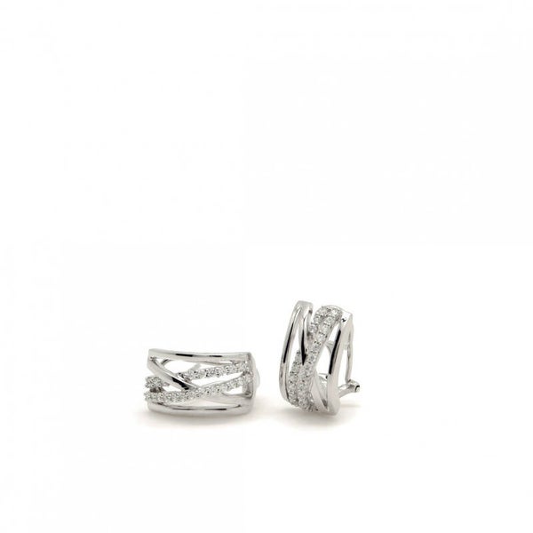Zilveren oorbellen met zirconia's en klap systeem