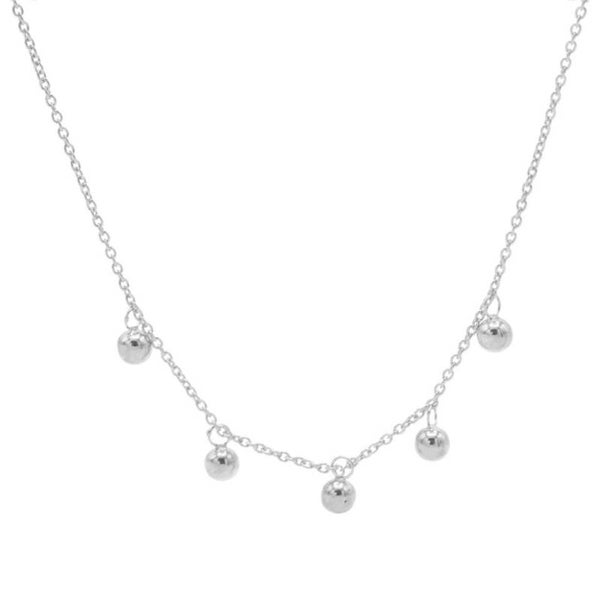 Karma ketting zilver met 5 bolletjes Necklace 5 Dots Silver