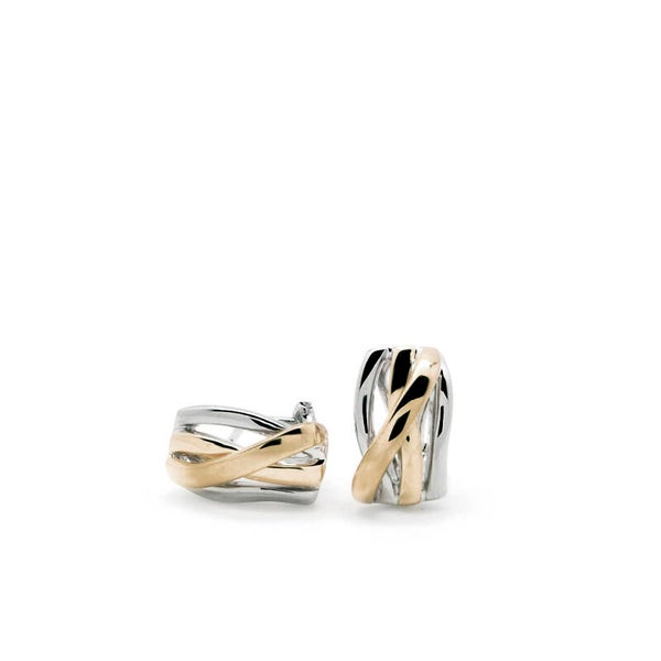 Zilveren criss cross oorbellen, bicolor