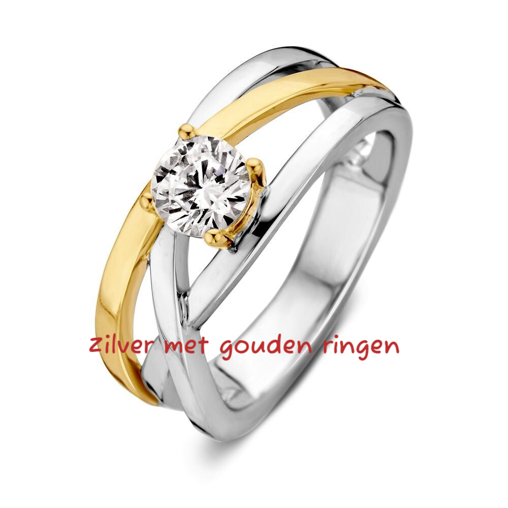 Zilver met gouden ringen