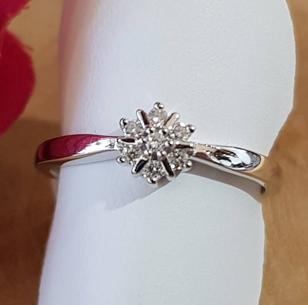 Witgouden ring vorm ijskristal van diamant 0,10ct.
