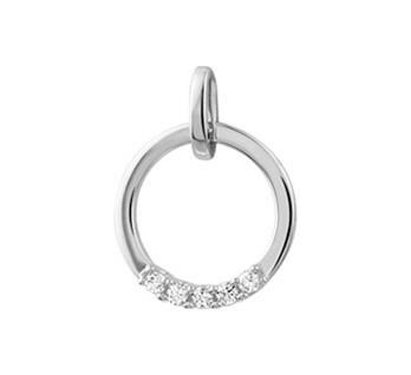 Witgouden hanger rond diamant 0,10ct.
