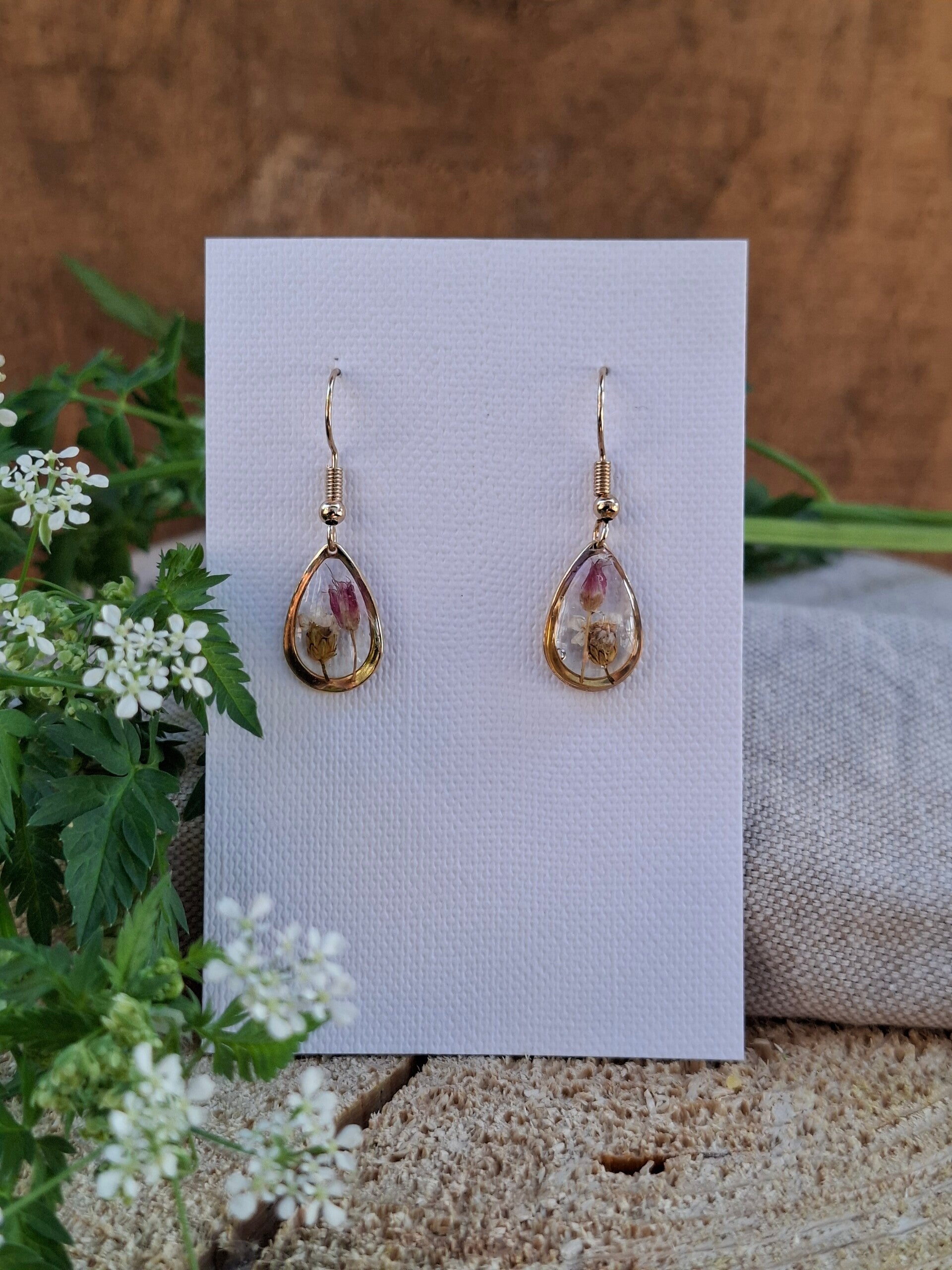 Boucles d’oreilles fleurs d'Achillea & Allium
