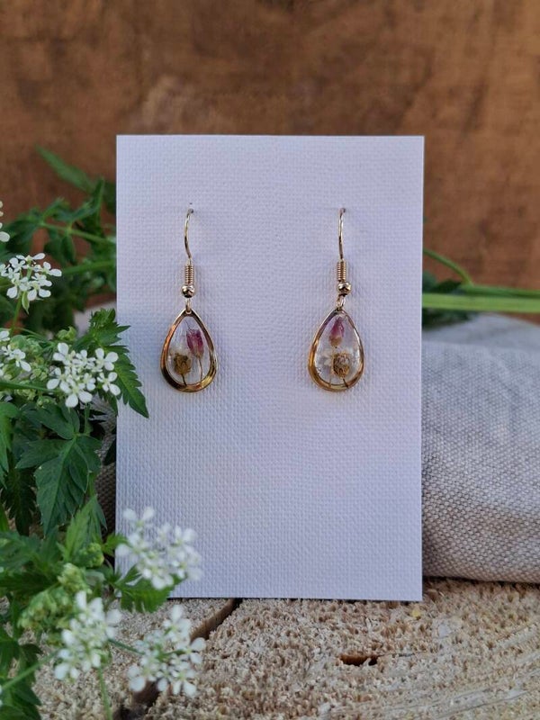 Boucles d’oreilles fleurs d'Achillea & Allium