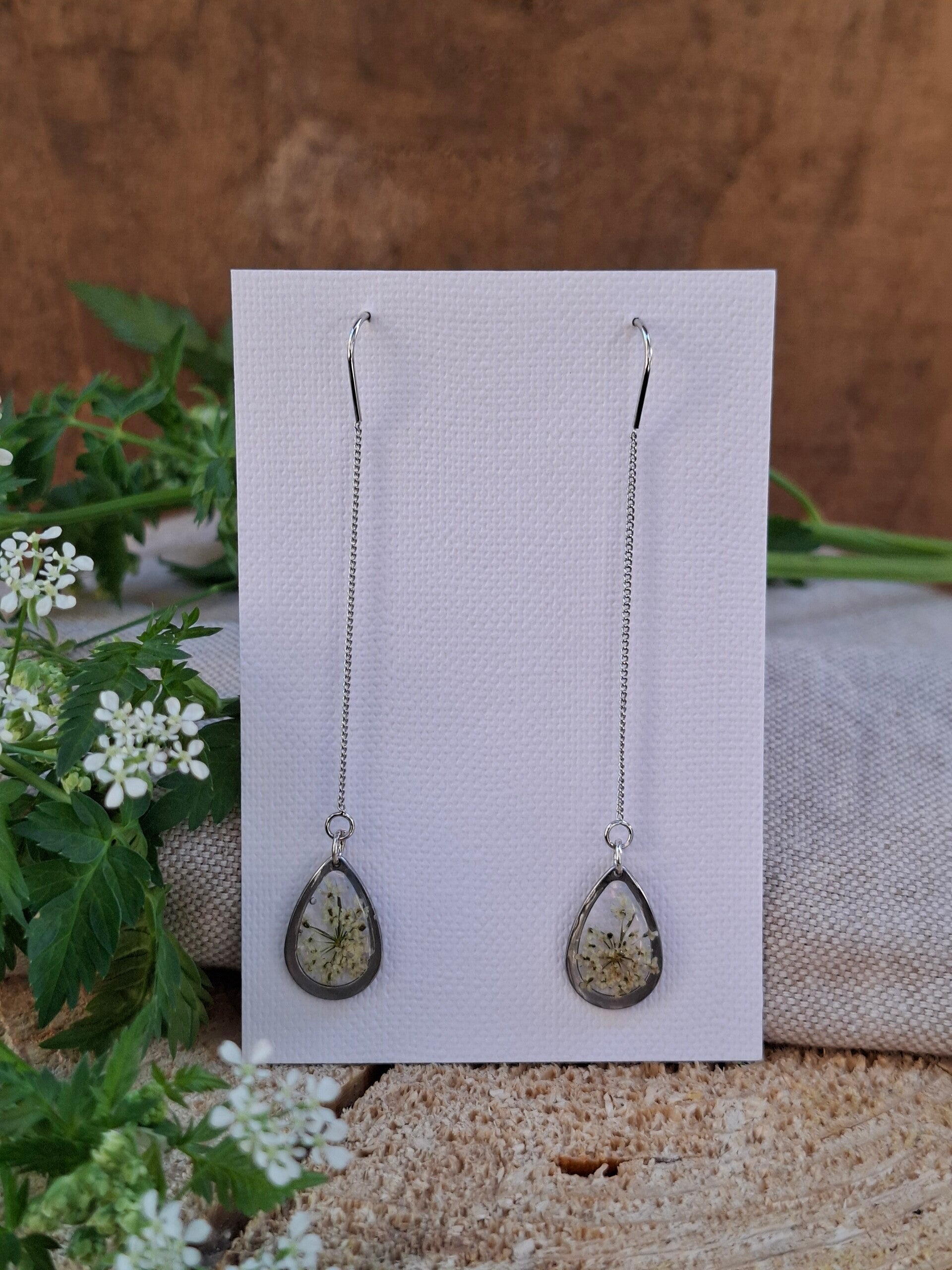 Boucles d’oreilles fleurs de Daucus carota