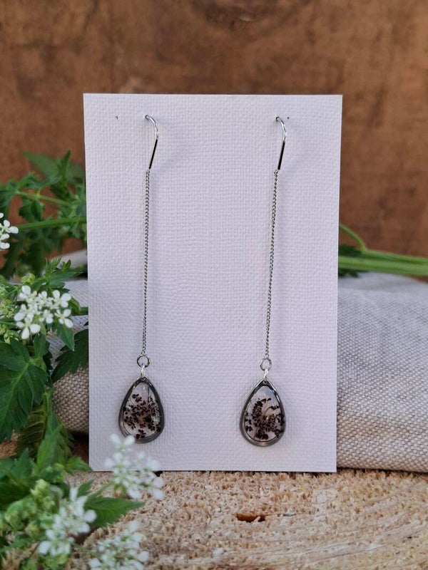 Boucles d’oreilles fleurs de Daucus carota 'Dara'
