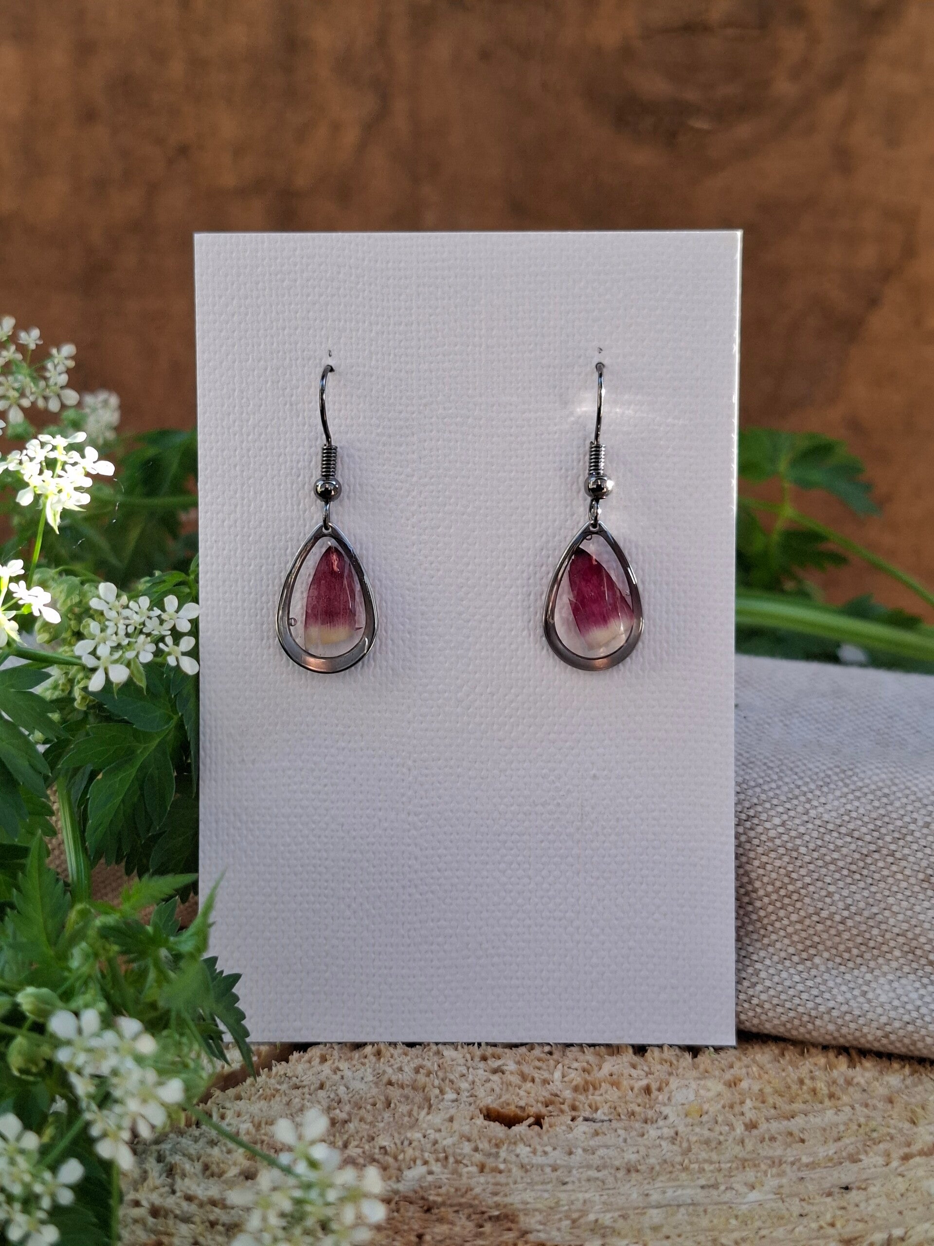Boucles d’oreilles fleurs d'Helichrysum