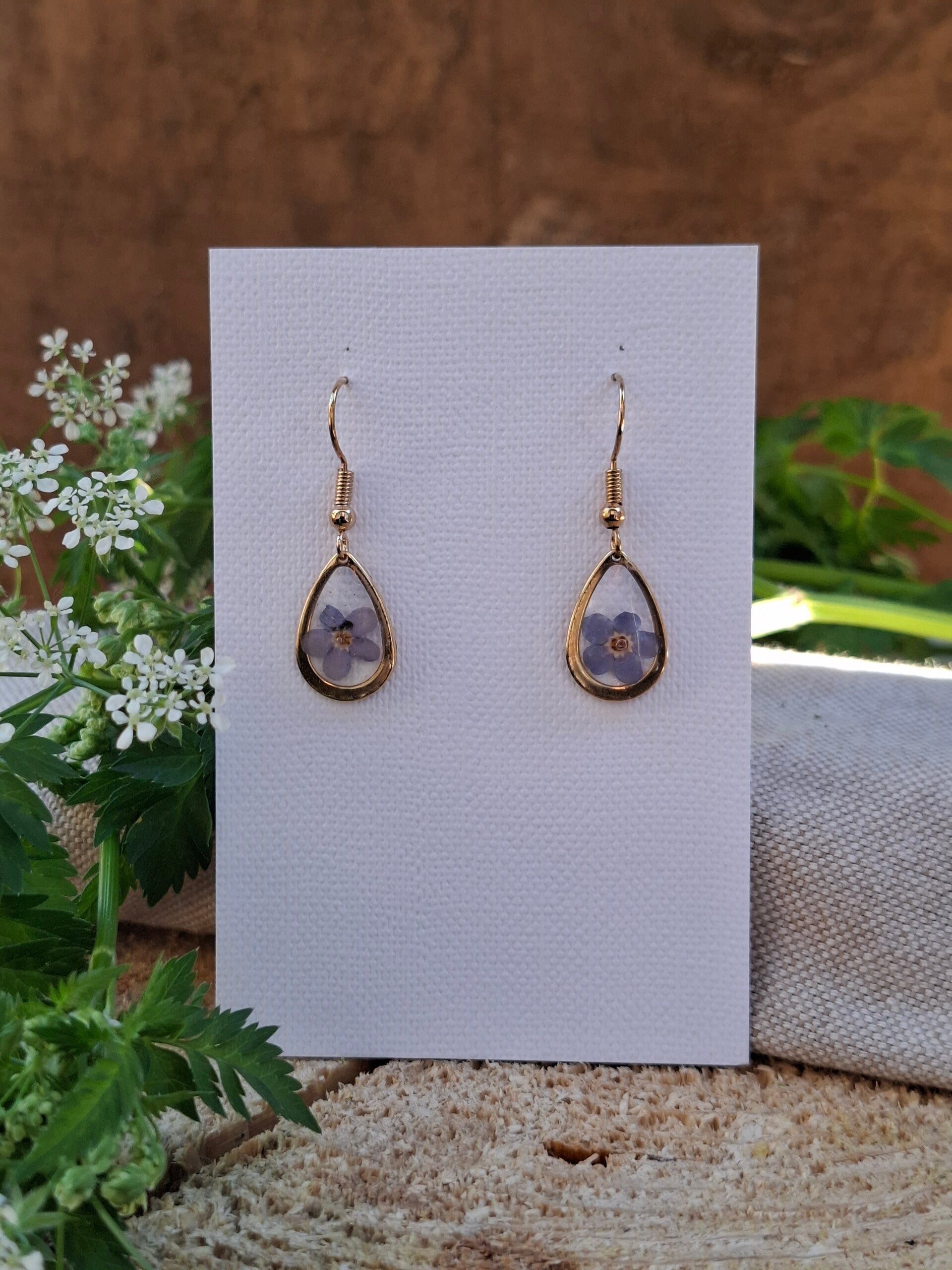 Boucles d’oreilles fleurs Myosotis