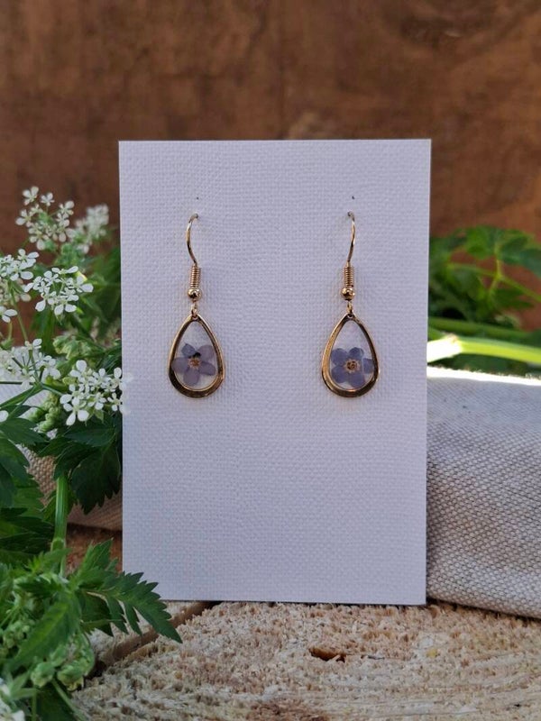 Boucles d’oreilles fleurs Myosotis