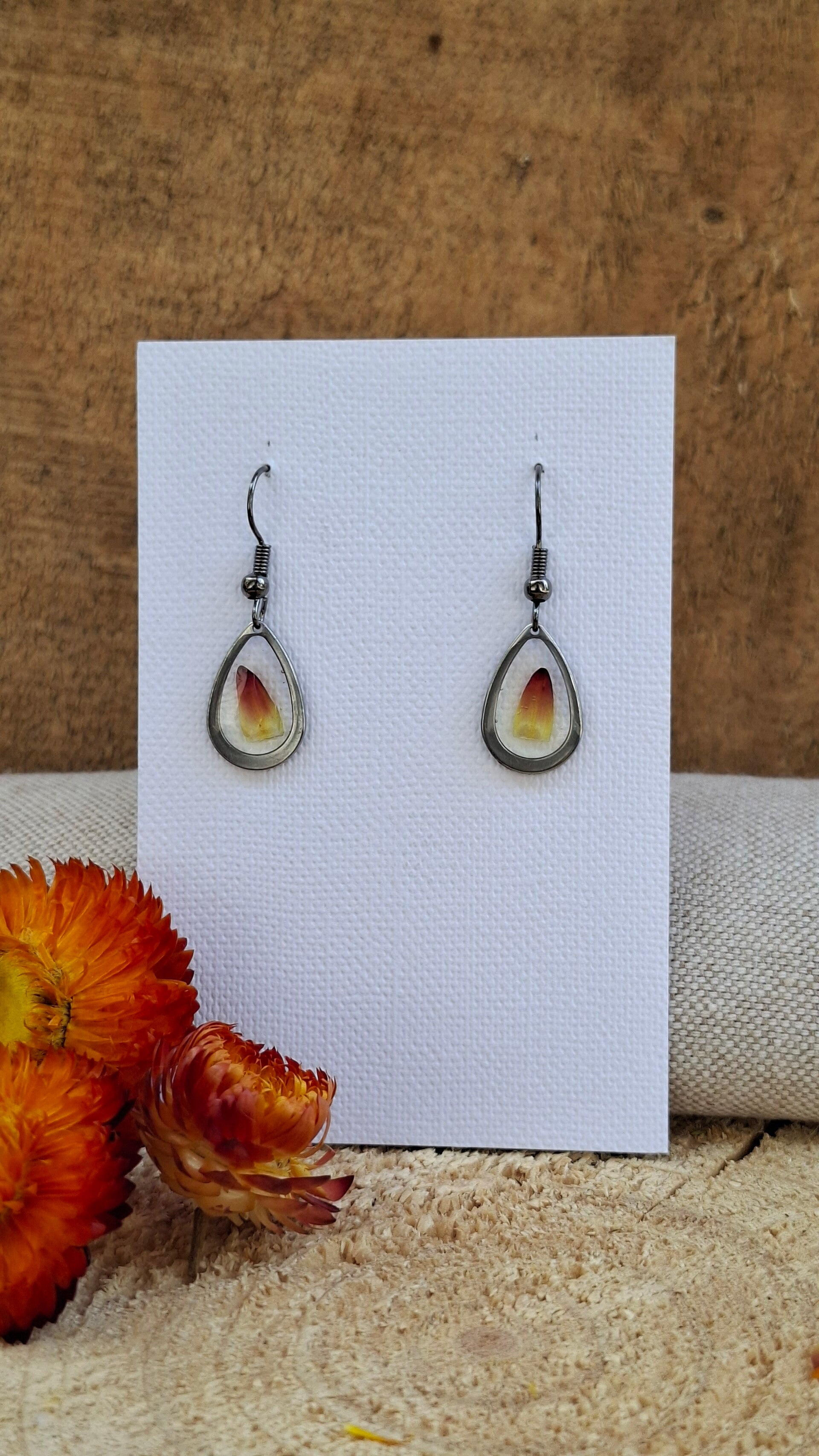 Boucles d’oreilles fleurs d'Helichrysum