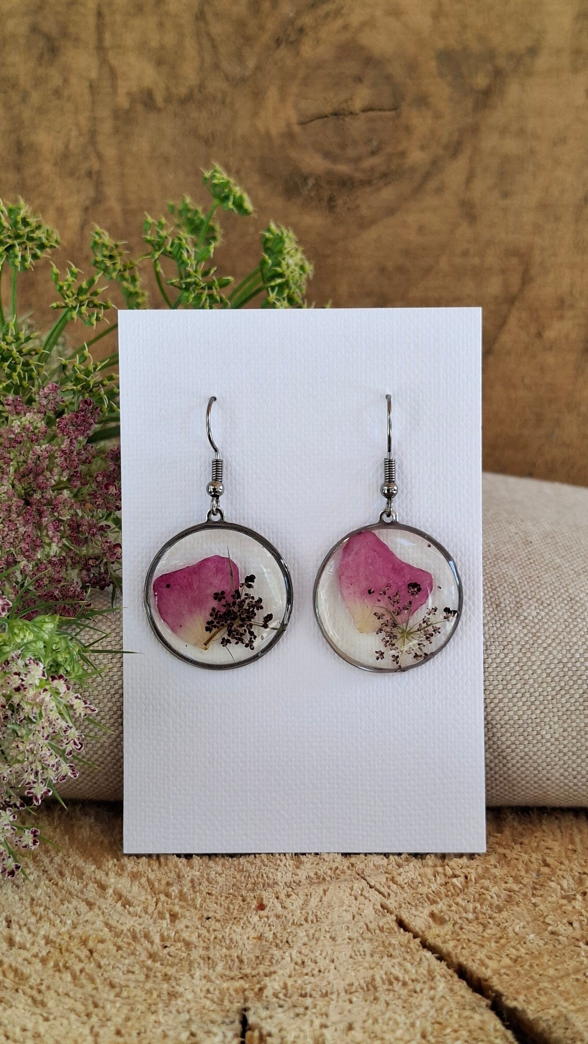 Boucles d'oreilles roses & Daucus
