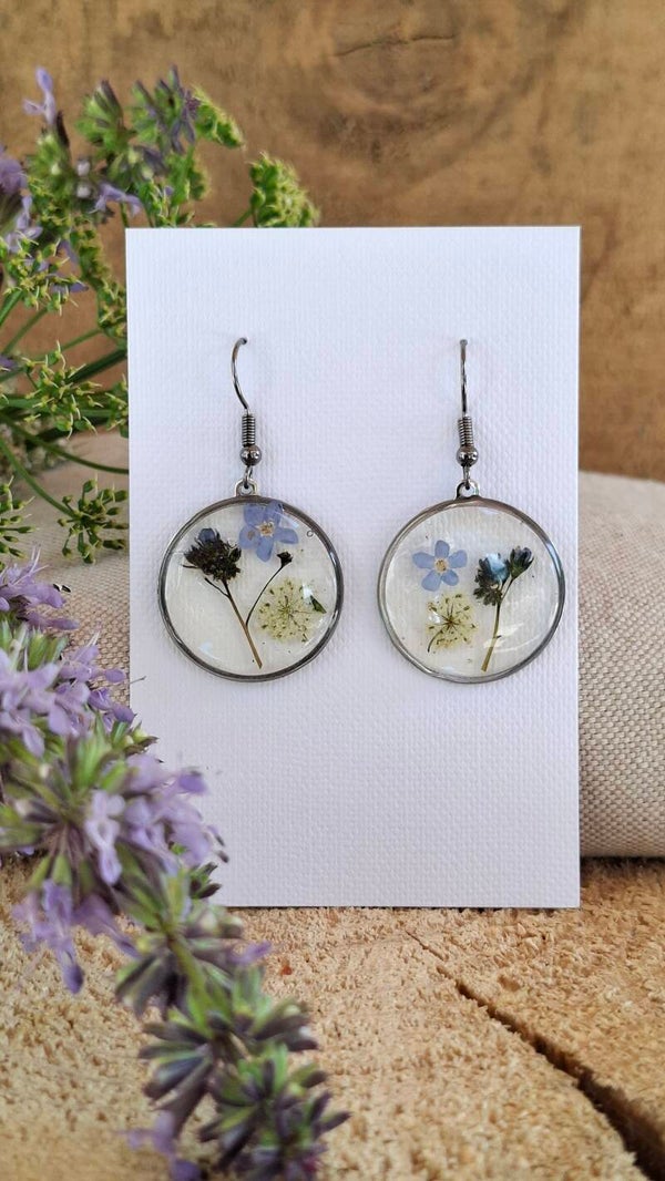 Boucles d'oreilles Myosotis & Daucus