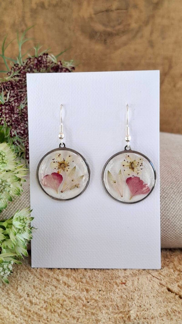 Boucles d'oreilles Astrantia, Geum & Daucus