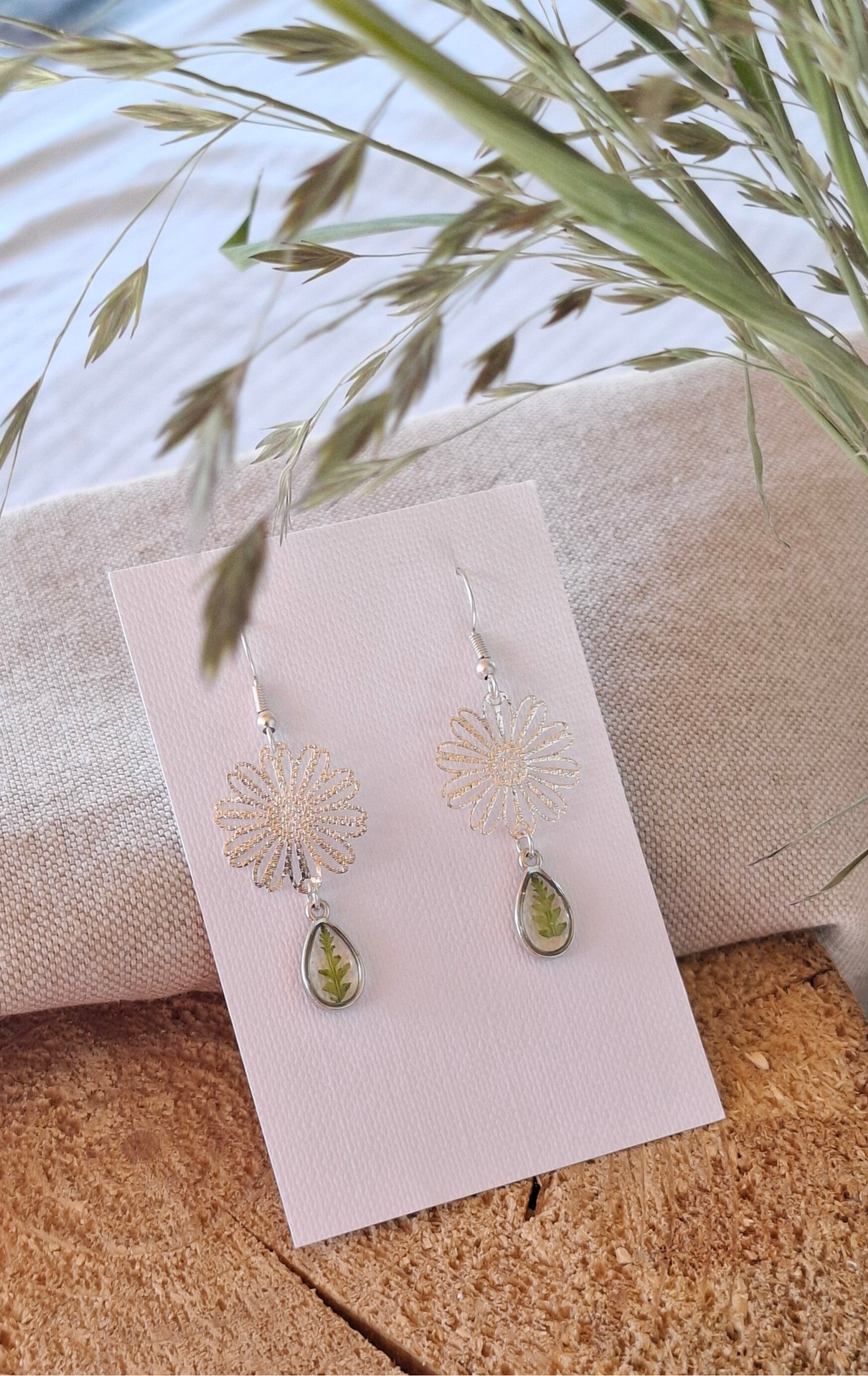 Boucles d'oreilles fougères