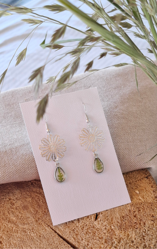 Boucles d'oreilles fougères