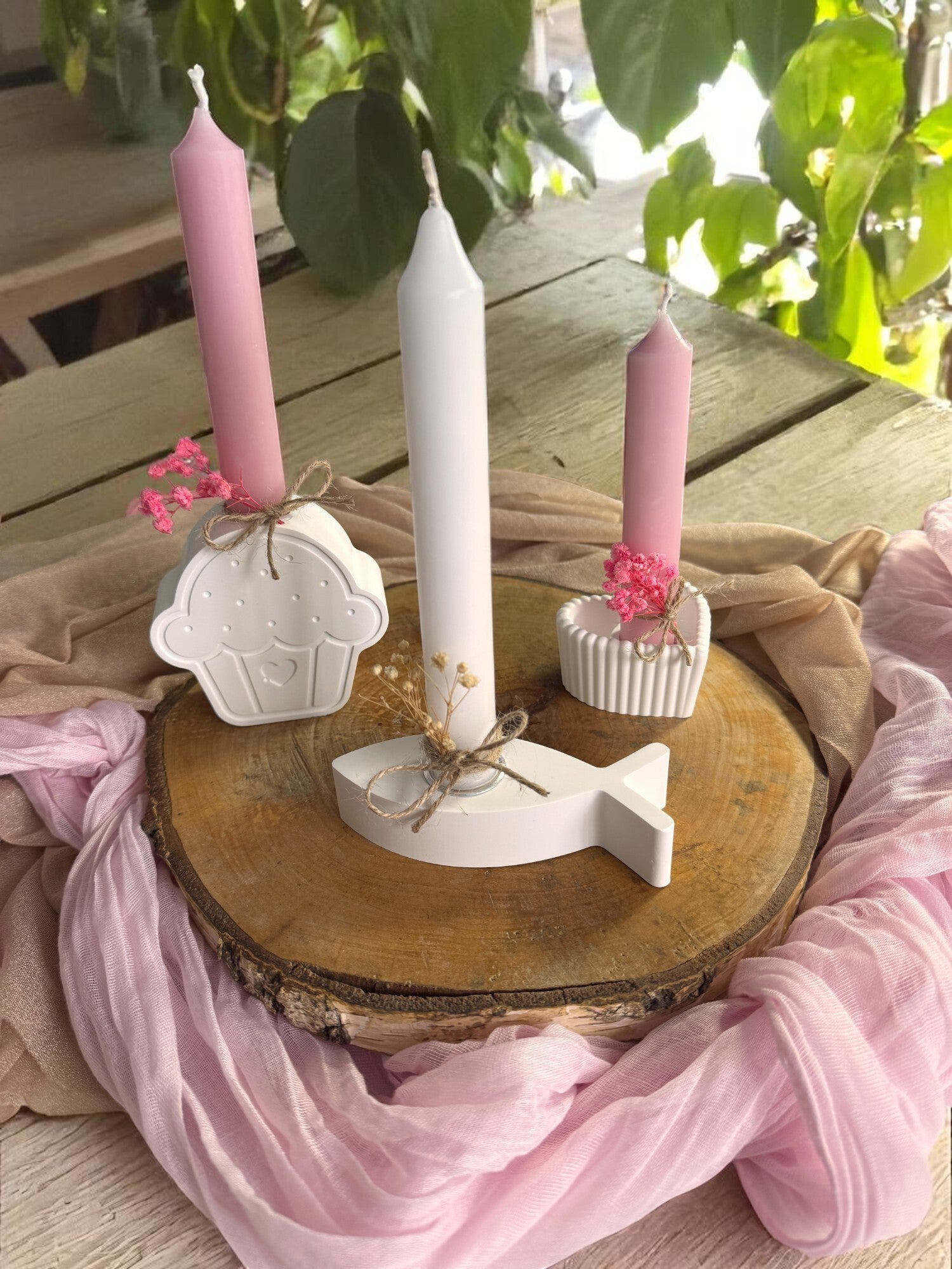 Personalisierbarer Kerzenhalter | Taufe, Geburtstag, Kommunion oder Konfirmation | Handgemacht & Einzeln wählbar