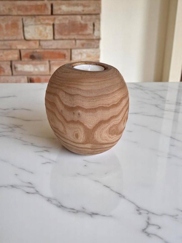 Teelichthalter Holz Unikat | Handgefertigter Kerzenständer aus Eichenholz | Modernes Wohnaccessoire | Minimalistische Tischdeko