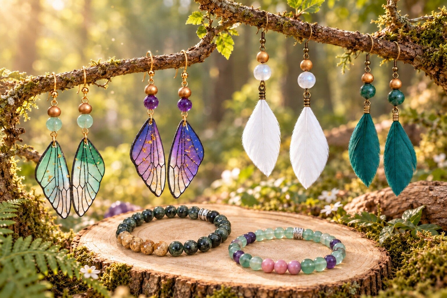Boucles d'oreilles et bracelets énergétiques d'intention
