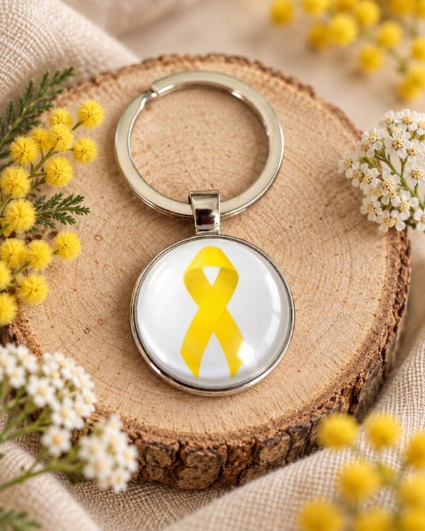 Porte-clés rond ruban jaune    – Soutien endométriose 🎗️