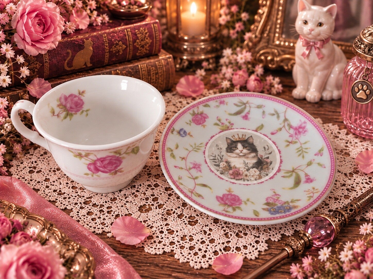Tasse du Chat Secret – Tasse & petite assiette décorative
