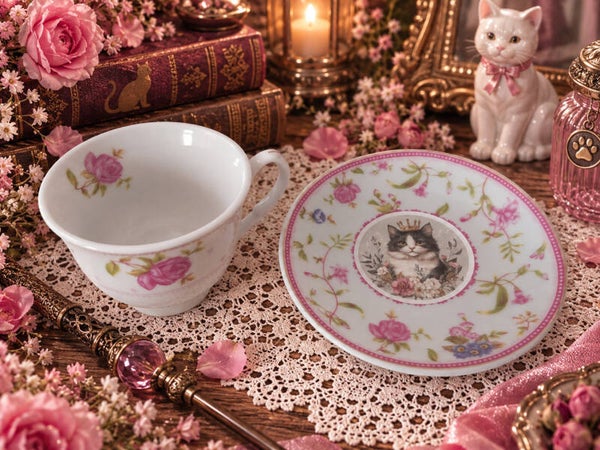 Tasse du Chat Secret – Tasse & petite assiette décorative