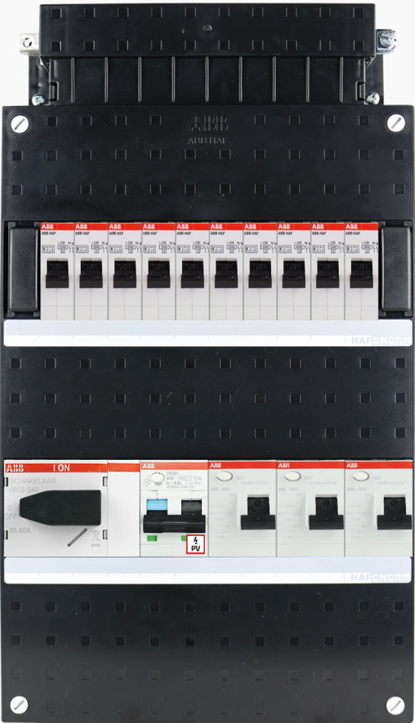 ABB 3-fase groepenkast busboard - 10 groepen met PV 1-fase