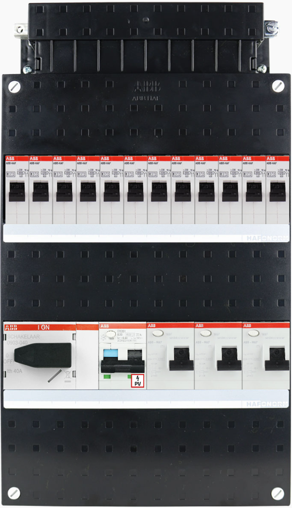 ABB 3-fase groepenkast busboard - 12 groepen met PV 1-fase