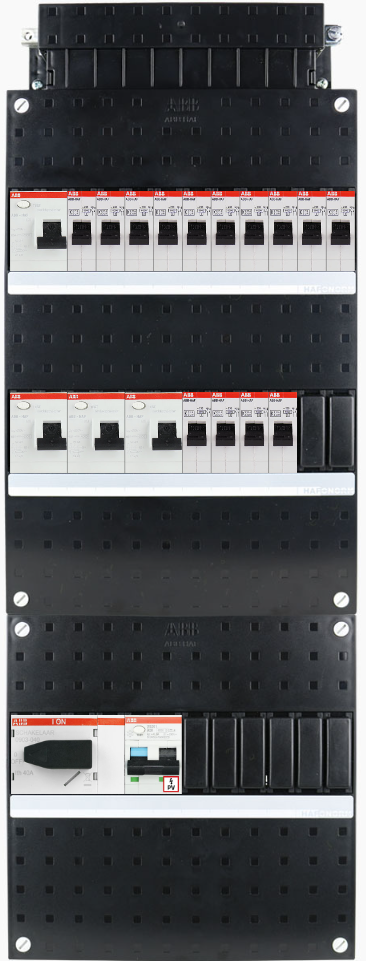ABB 3-fase groepenkast busboard - 14 groepen met PV 1-fase