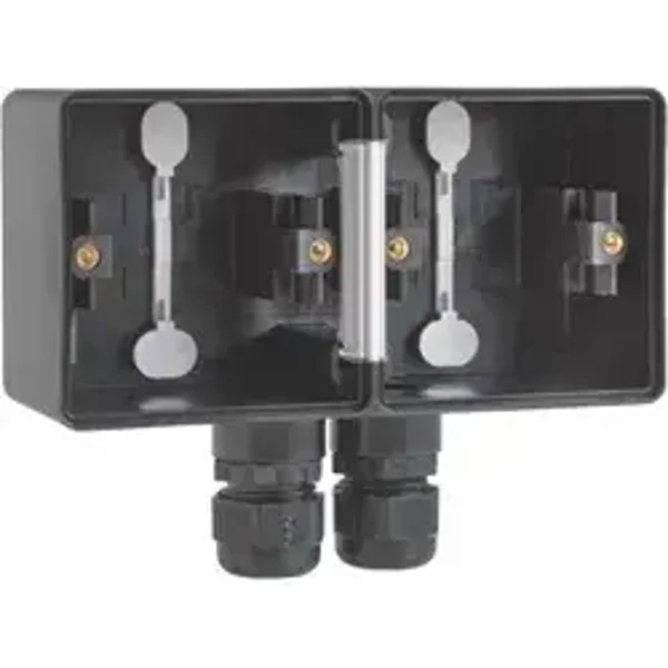 Niko Hydro 2V opbouwdoos horizontaal met 2xM20 wartel zwart