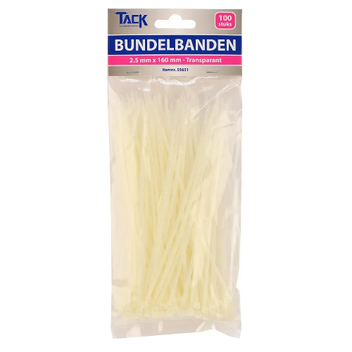 Tack bundelbandjes 2,5x100mm transparant - 100 stuks