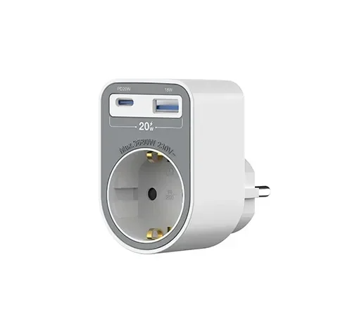 VB USB-A/C stekkerlader met wcd en randaarde