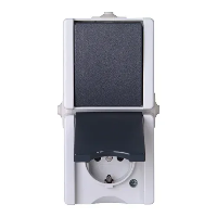 Kopp spatwaterdicht wisselschakelaar + wcd met randaarde verticaal - ProAQA grijs