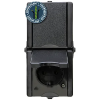 Kopp spatwaterdicht wcd met randaarde 2V verticaal voorbedraad - ProAQA zwart