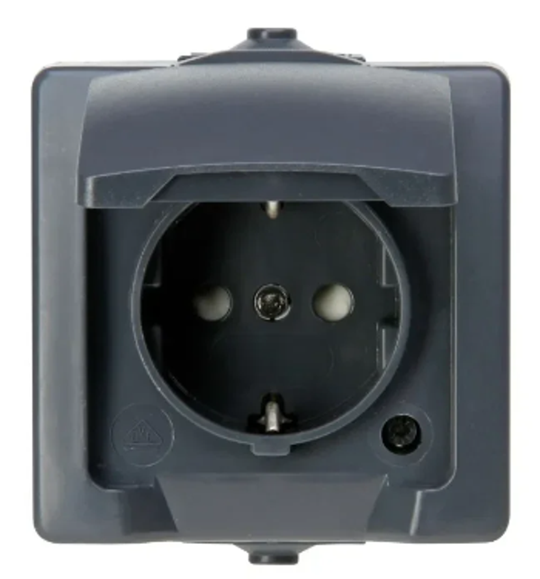 Kopp spatwaterdicht wcd met randaarde 1V - Nautic antraciet