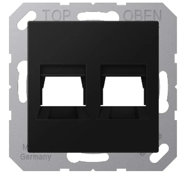 Jung modular jack 2V + centraalplaat - A550 mat zwart